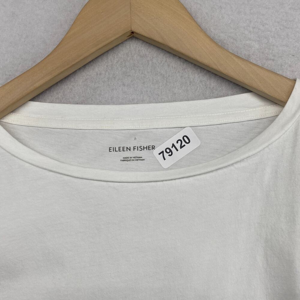 EILEEN FISHER Top L Slub Organic Cotton Jersey Oversized Boxy Dolman White - Picture 11 of 11